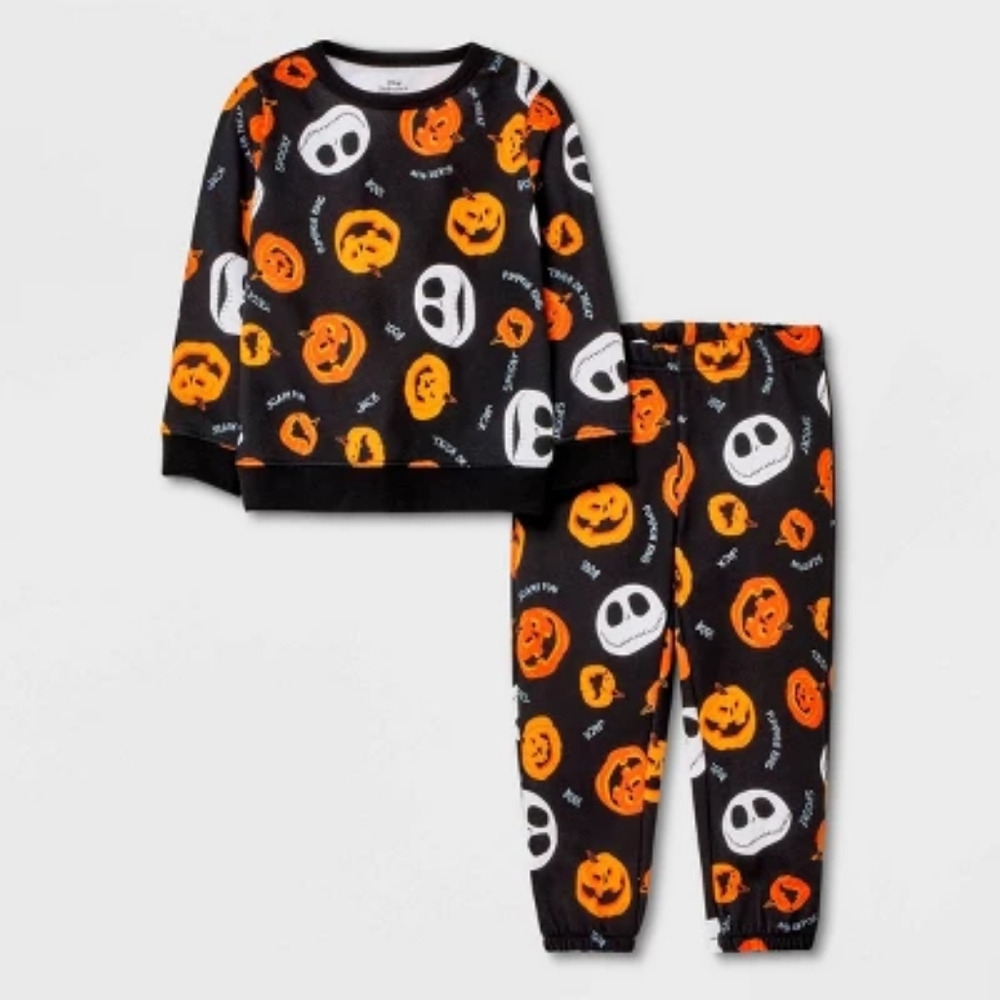 NWT 4T Nightmare Before Christmas Halloween Fleece Top Bottom Set Sweatsuit